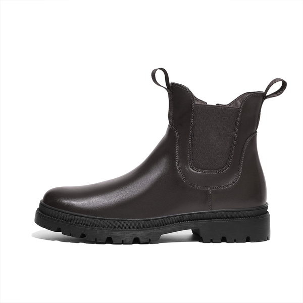 Men's  Vegan Leather Chelsea Boots - DARK BROWN - 1